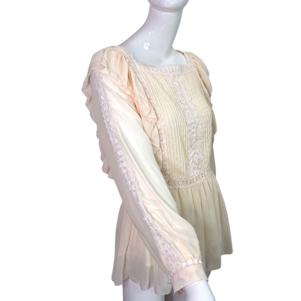 Stellah Large Romantic BOHO Lace Fairytale Detailed Fluttery Ivory Blouse Women - Picture 2 of 16